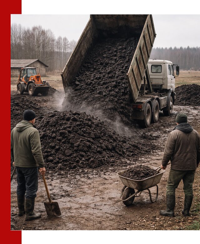 Доставка низинного торфа с разгрузкой и доставкой в Орехово-Зуево